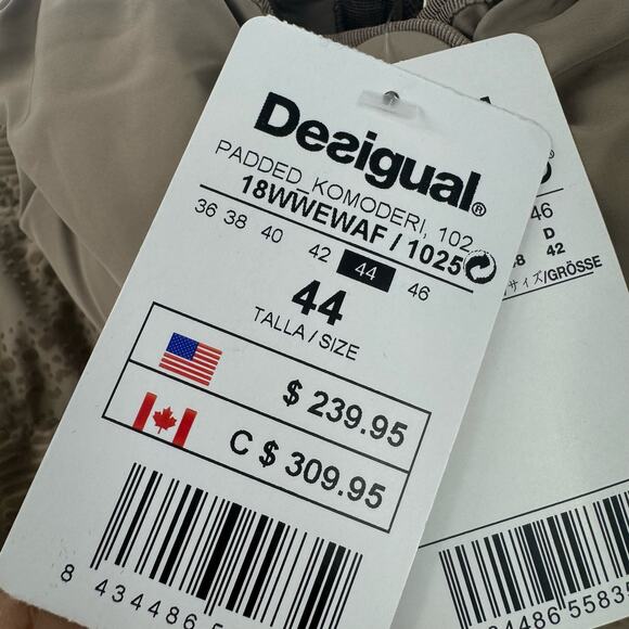 Desigual Padded Komoderi Qualitied Puffer Jacket Khaki Size 44 /US 10 NWT - Picture 10 of 13